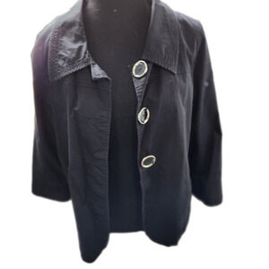 P241.Style & Co Black Cropped Swing Jacket w/3/4 Sleeves & Statement Buttons |10